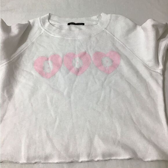 Wildfox White Oversized Cropped Raw Hem Sweatshirt New Size XS - Picture 6 of 10